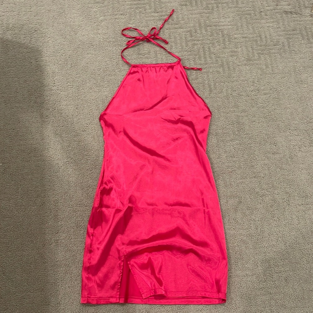 Hot Pink Satin Dress